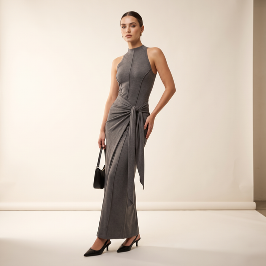 Silvara maxi-jurk met strikdetail opzij