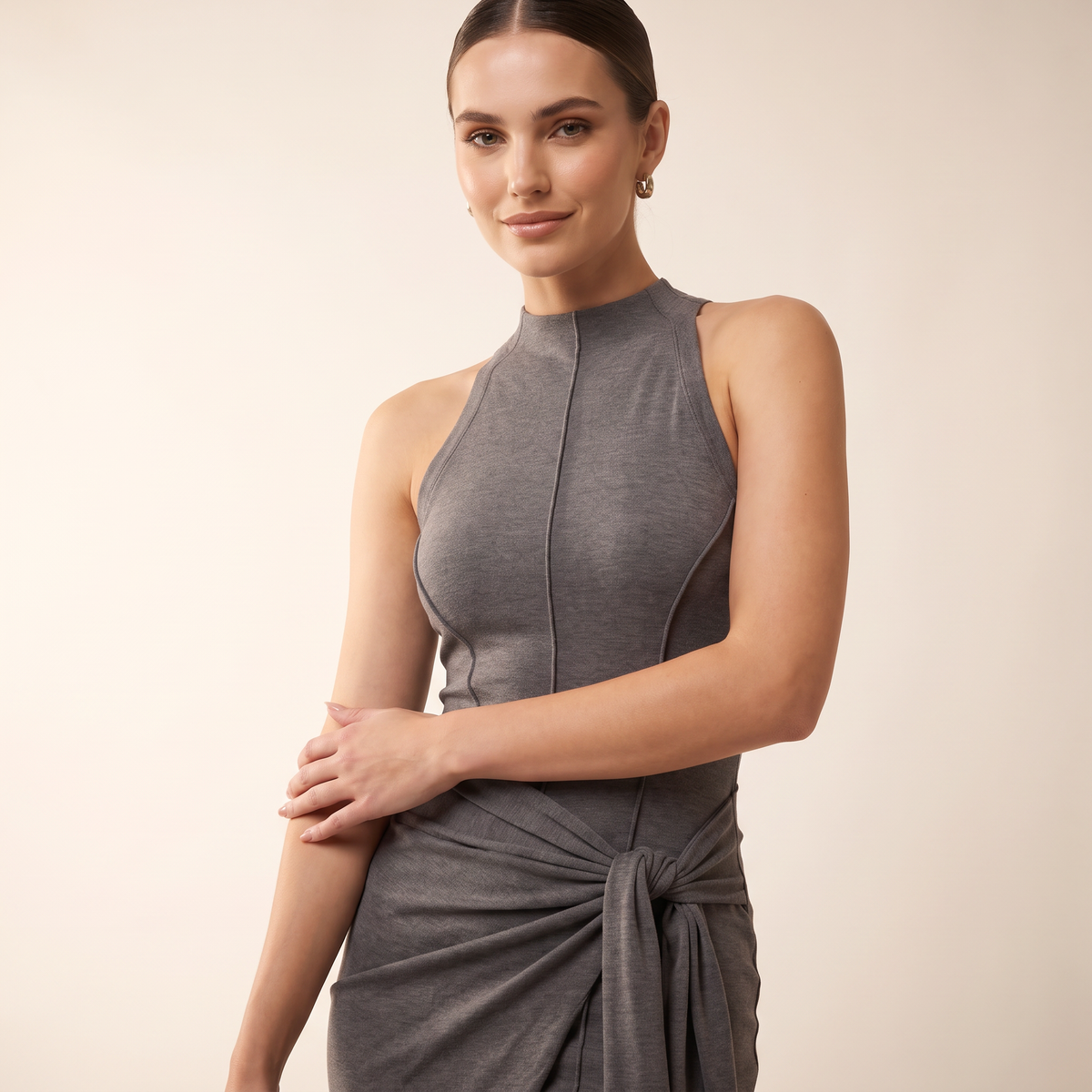 Silvara maxi-jurk met strikdetail opzij