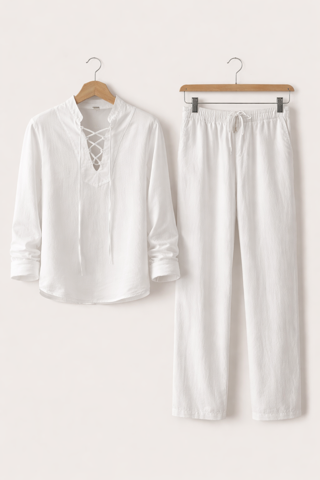 Lace Front Textured Shirt and Trousers Set