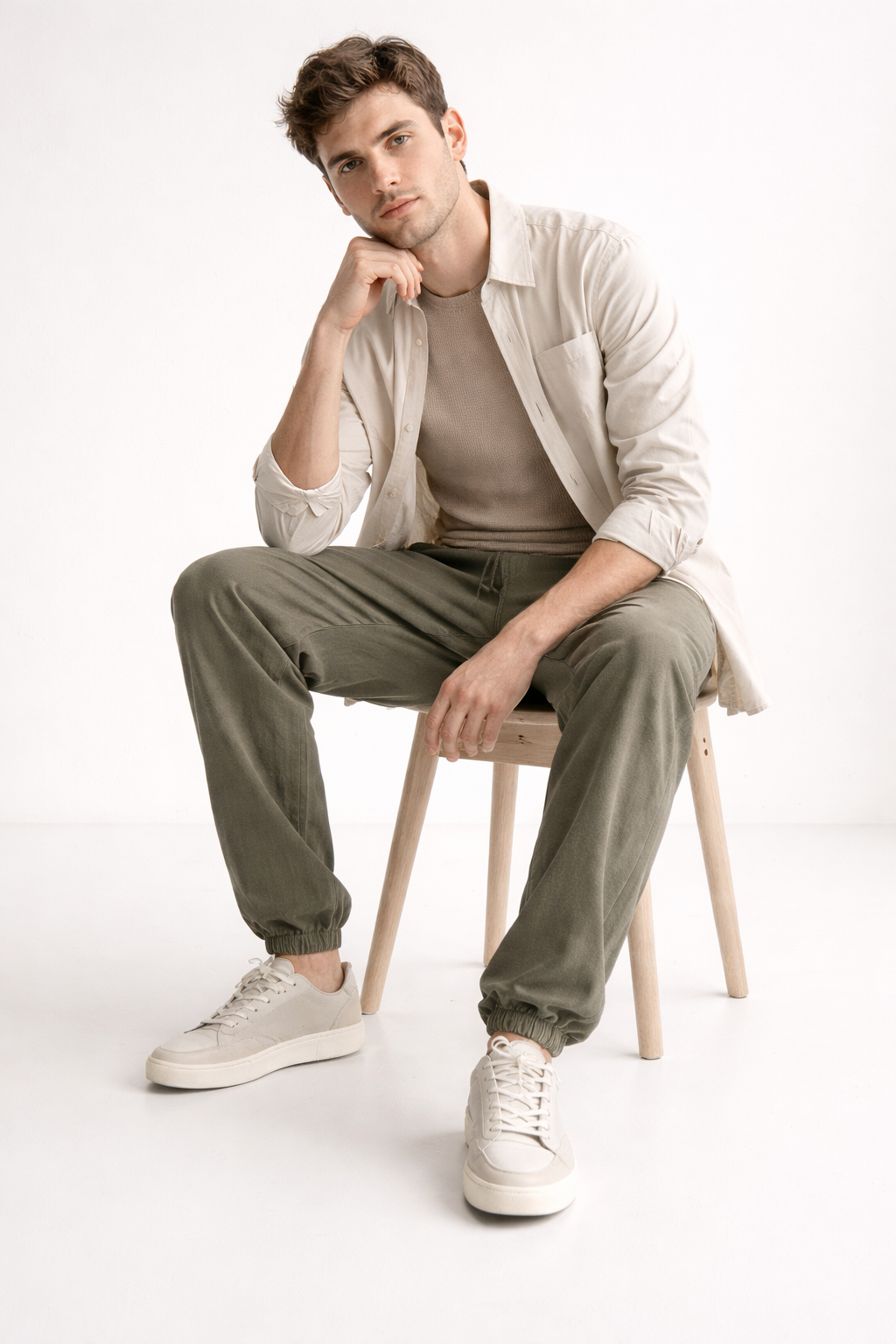 Men’s Home Lounge Pants with Drawstring Waist and Cuffed Leg