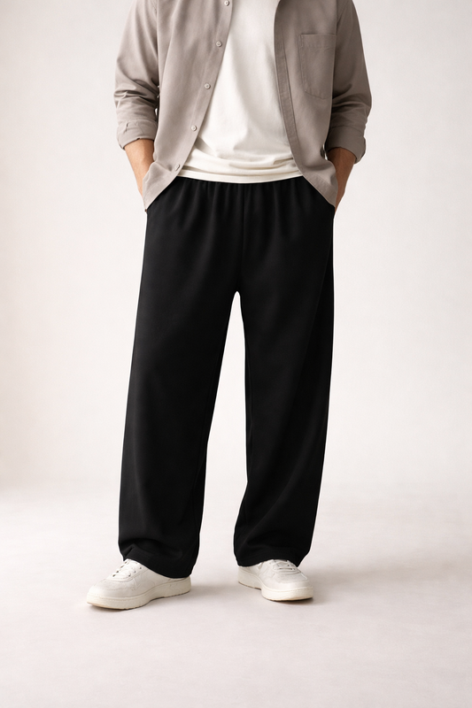Men’s Home Lounge Pants with Elastic Waist and Wide Leg