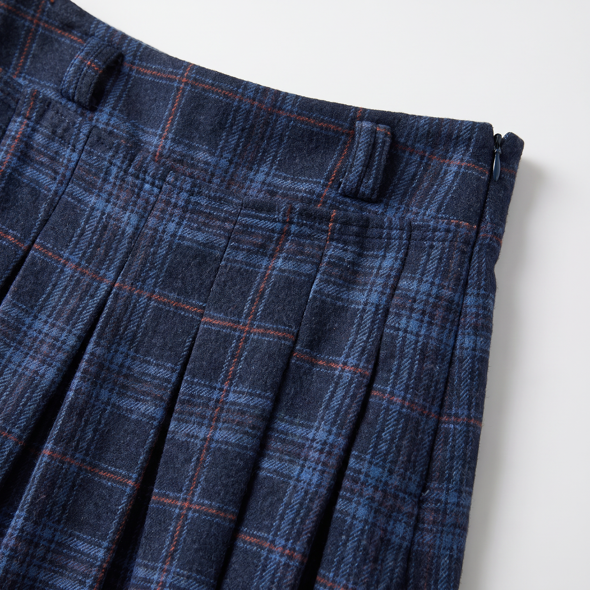 Tivana blauwe geplooide midi-rok met ruitpatroon
