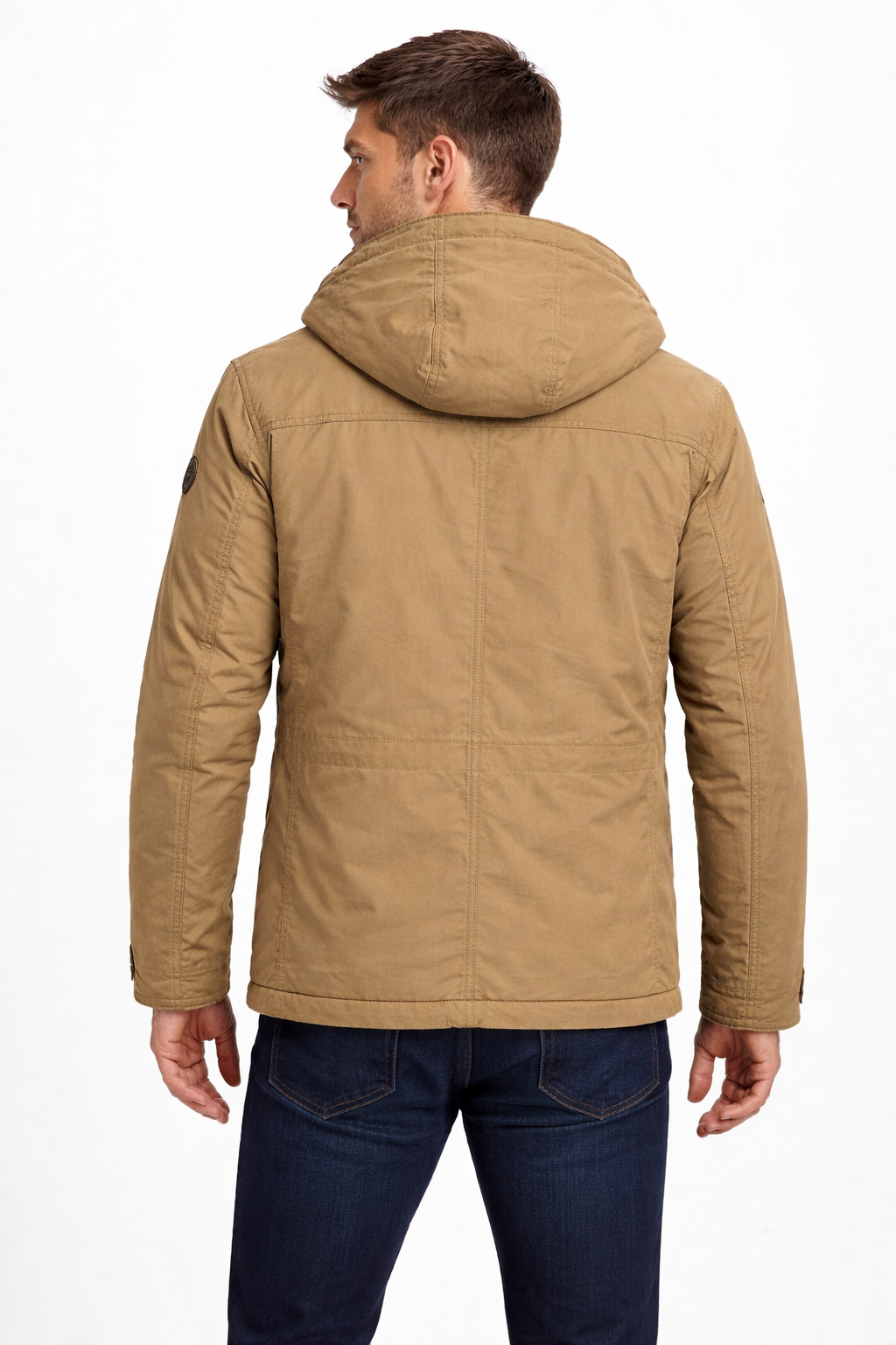 Men’s Hooded Utility Jacket with Lined Interior for Cold Weather