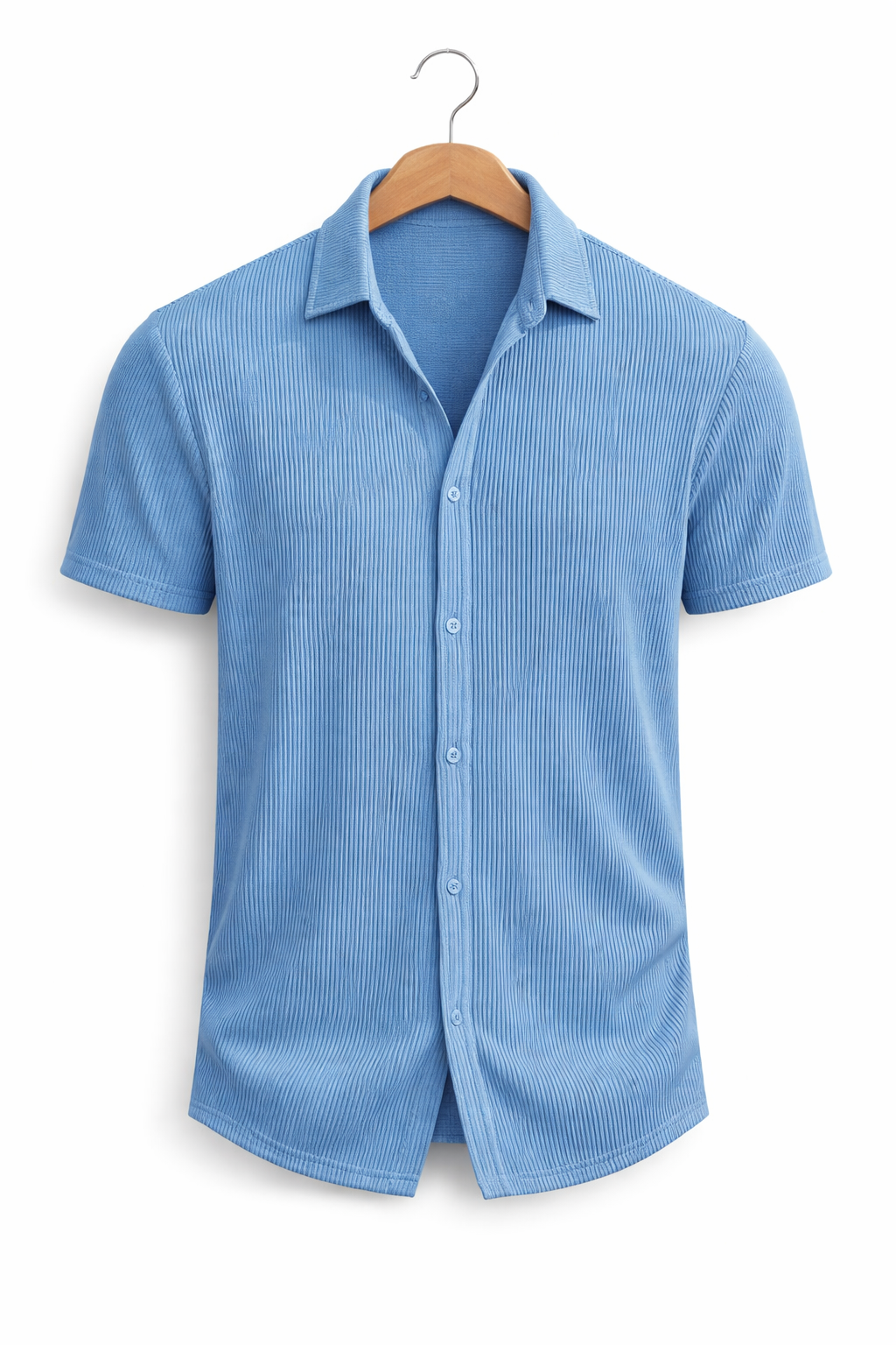 Vertical Textured Short Sleeve Button Shirt