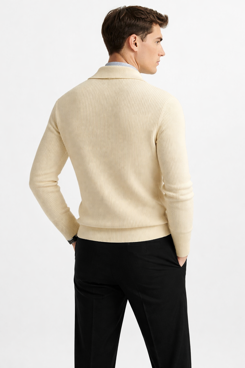 Men’s Ribbed Zip Collar Knit Shirt