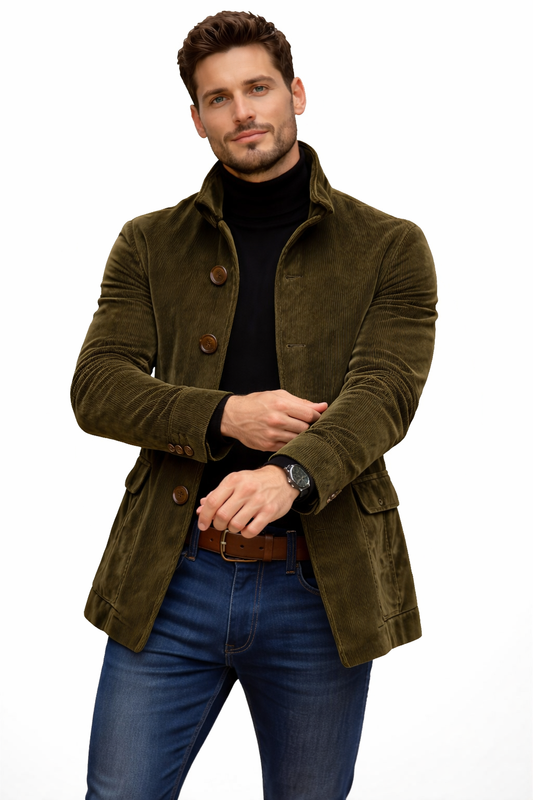 Corduroy jack met hoge kraag