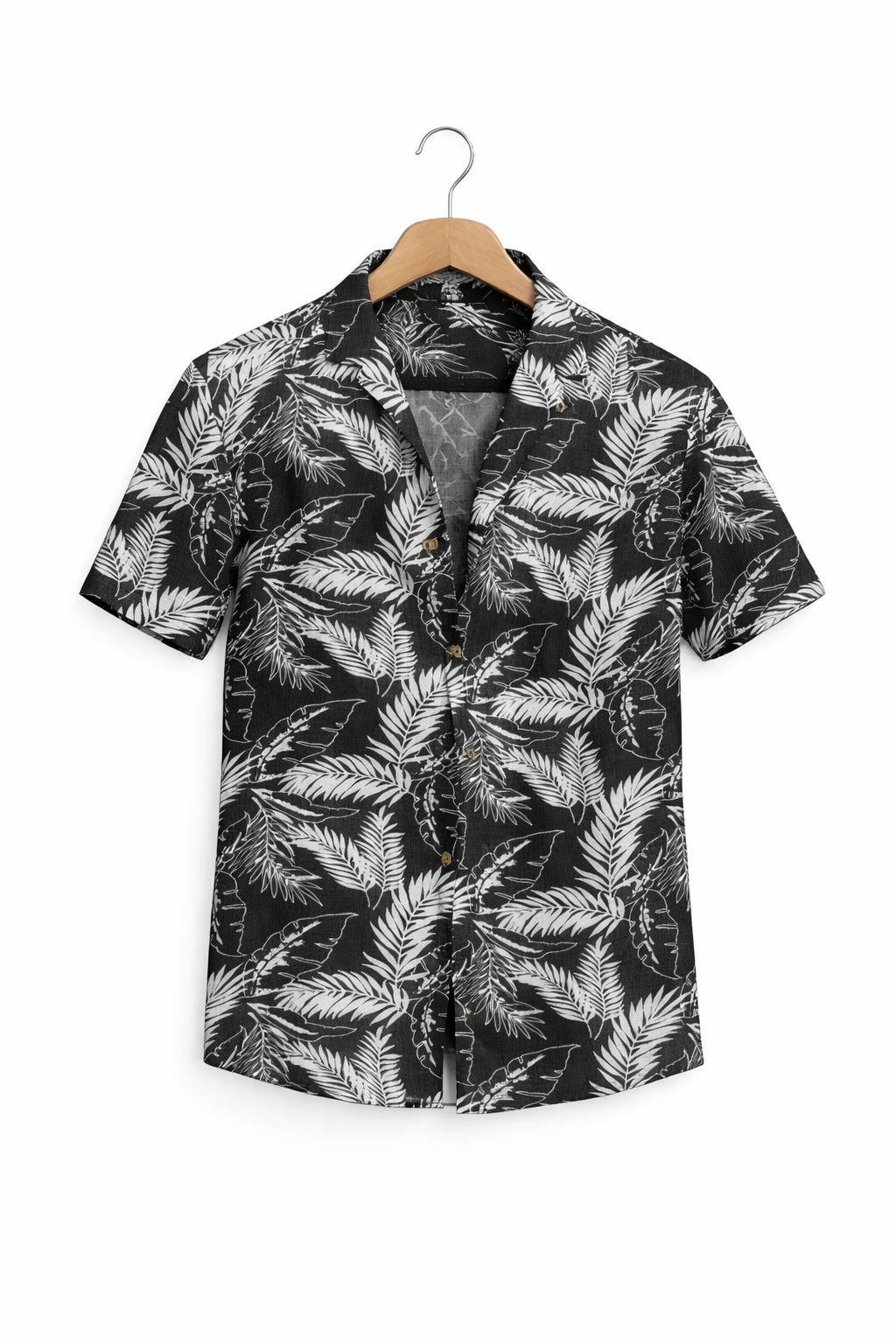 Mediterranean Palm Print Camp Collar Shirt