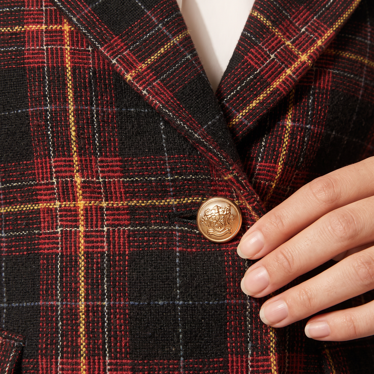 Valdessa Geruite Blazer met Goudkleurige Knopen