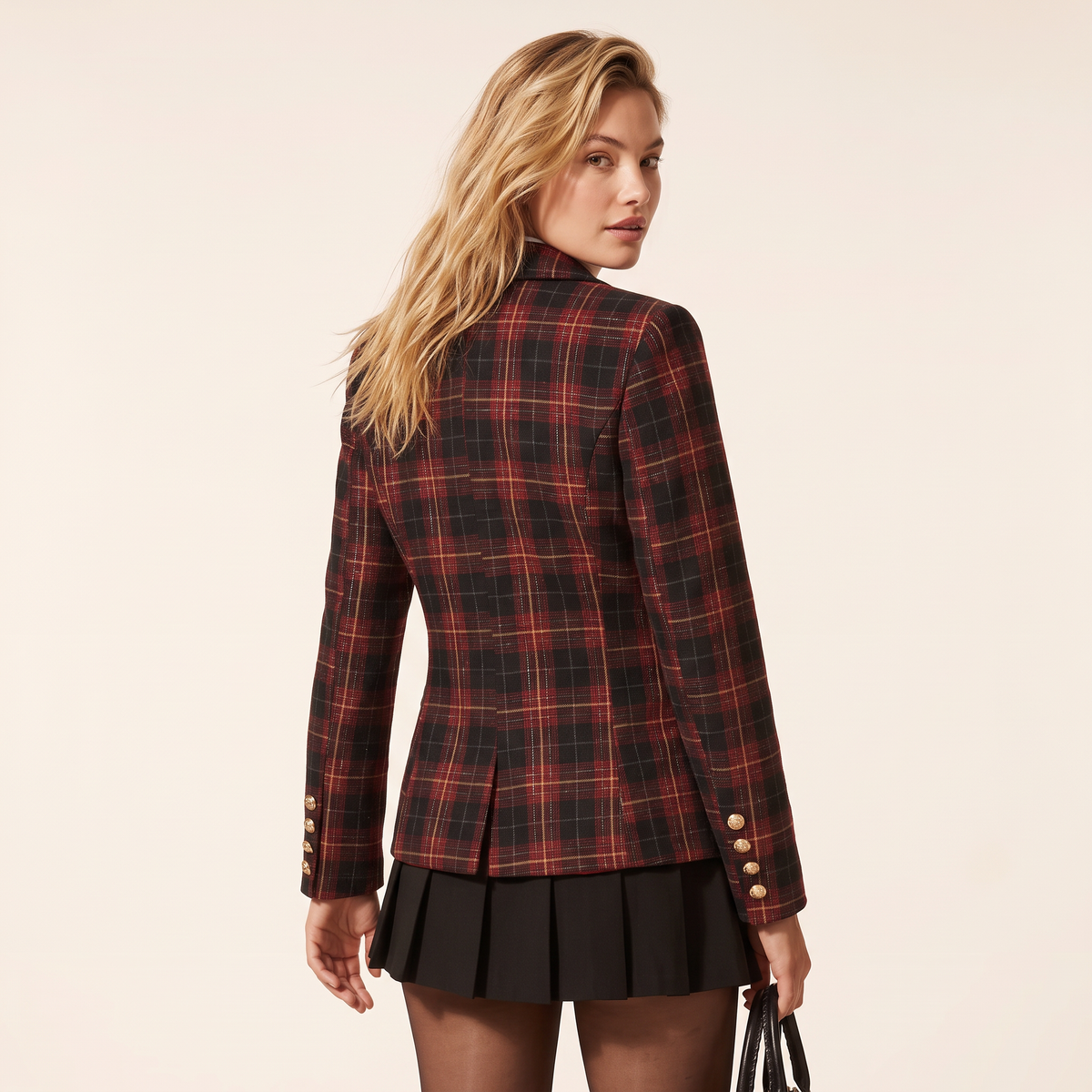 Valdessa Geruite Blazer met Goudkleurige Knopen