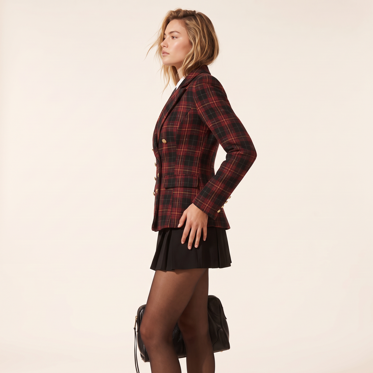 Valdessa Geruite Blazer met Goudkleurige Knopen