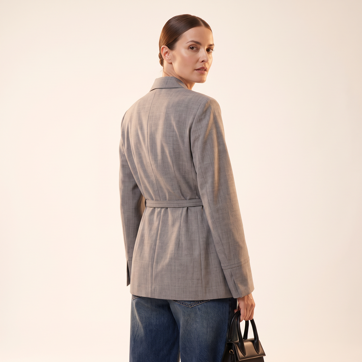 Varelle lange blazer met ceintuur