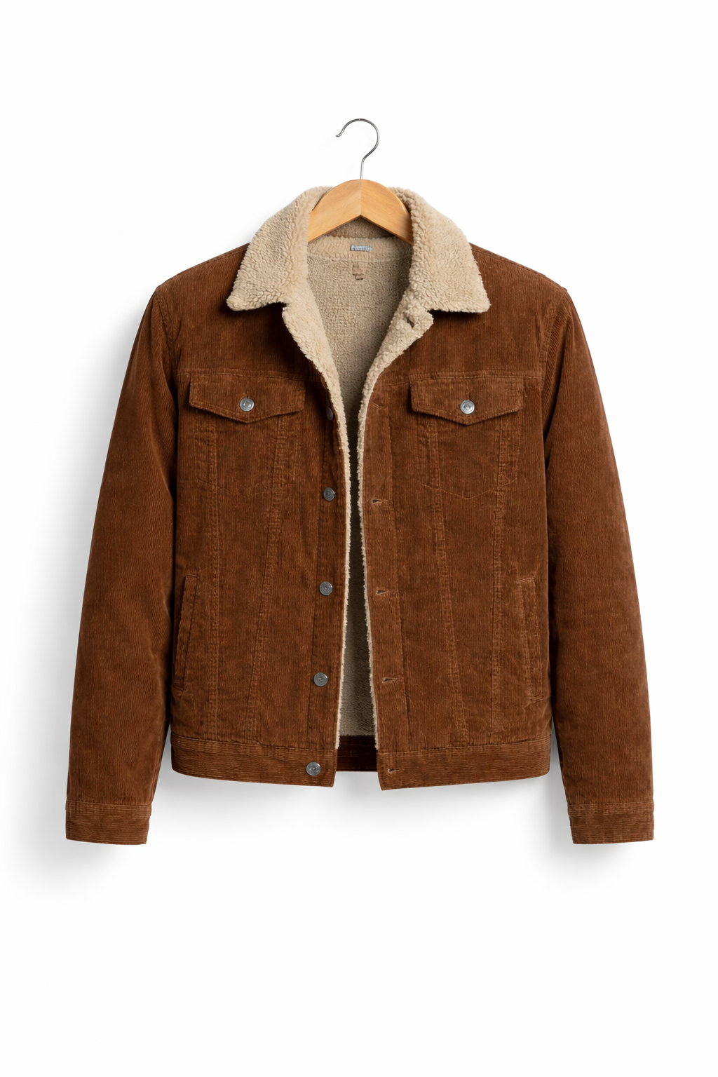 Men’s Corduroy Style Jacket with Sherpa Style Inner Lining