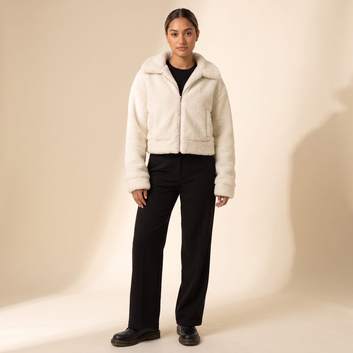 Vionna jack met textuur en ritssluiting