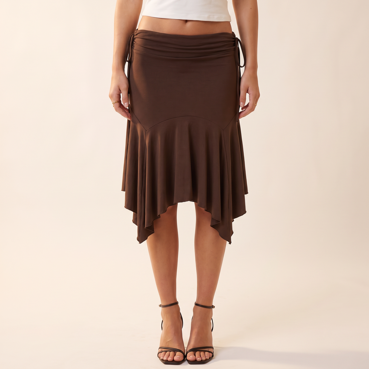 Vireya gerimpelde asymmetrische midi-rok