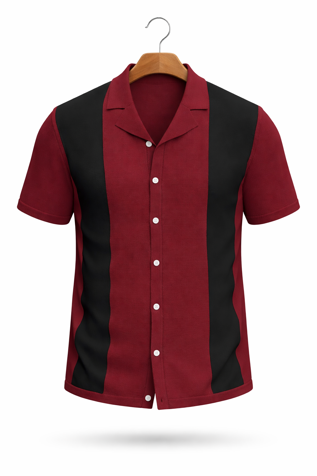 Contrast Panel Knit Button Shirt