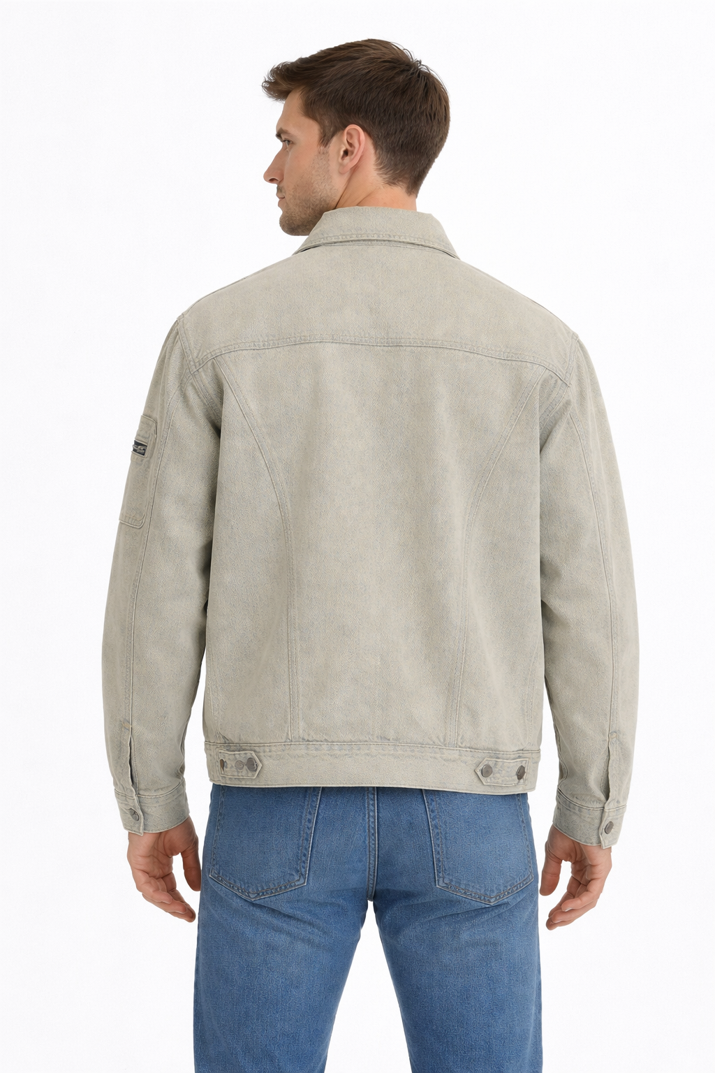 Men’s Zip Front Washed Denim Jacket