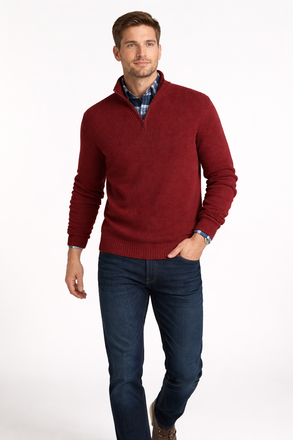 Men’s Everyday Textured Quarter Zip Knit Shirt