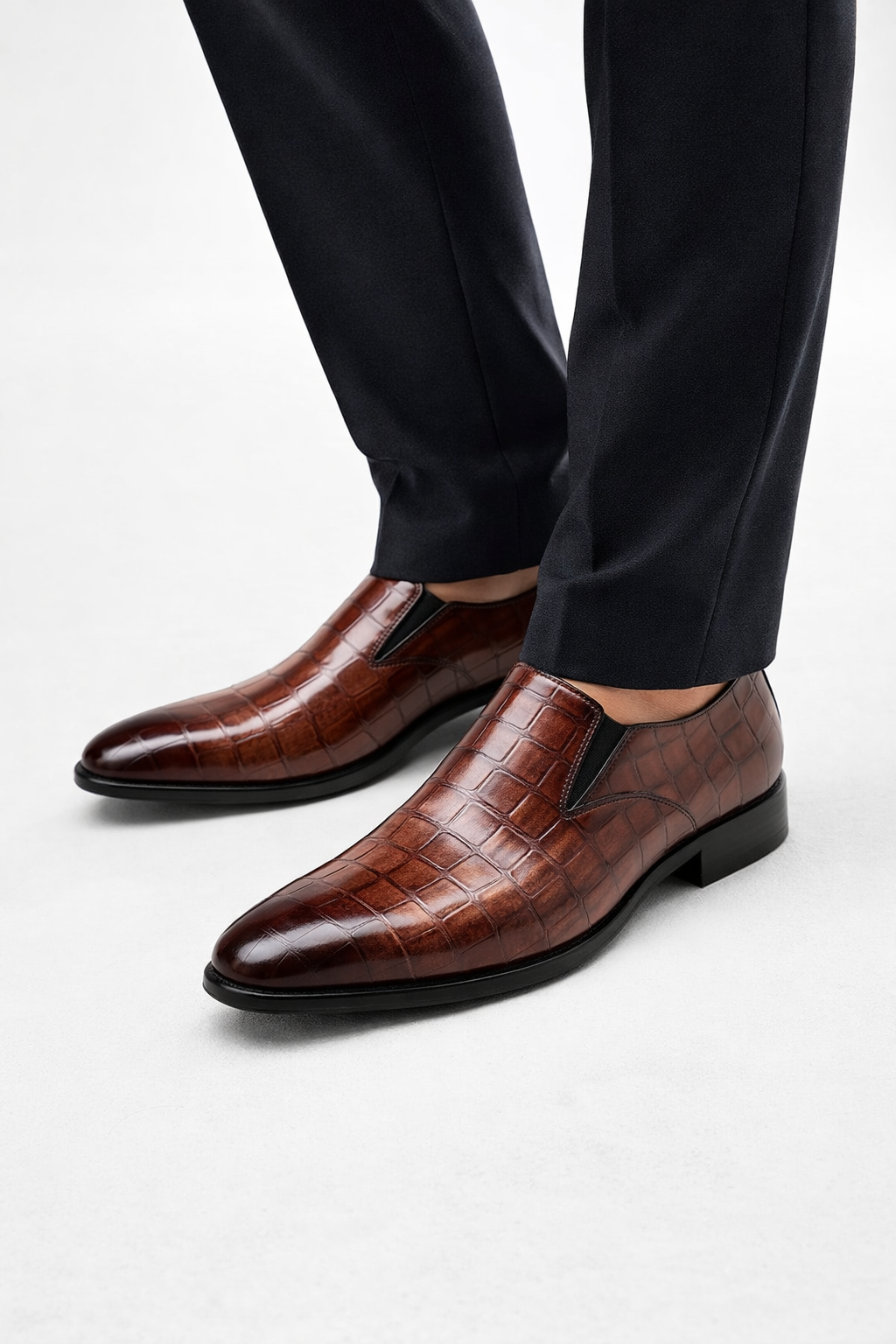 Croc Embossed Slip-On Dress Shoes