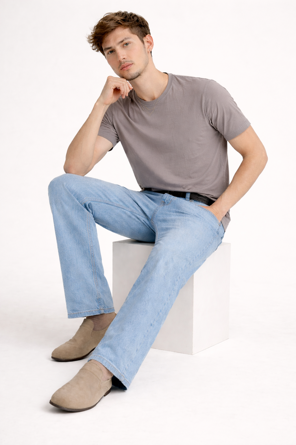 Light Wash Wide-Leg Denim Pant