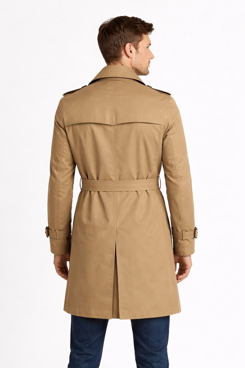 Men’s Long Belted Trench Style Coat