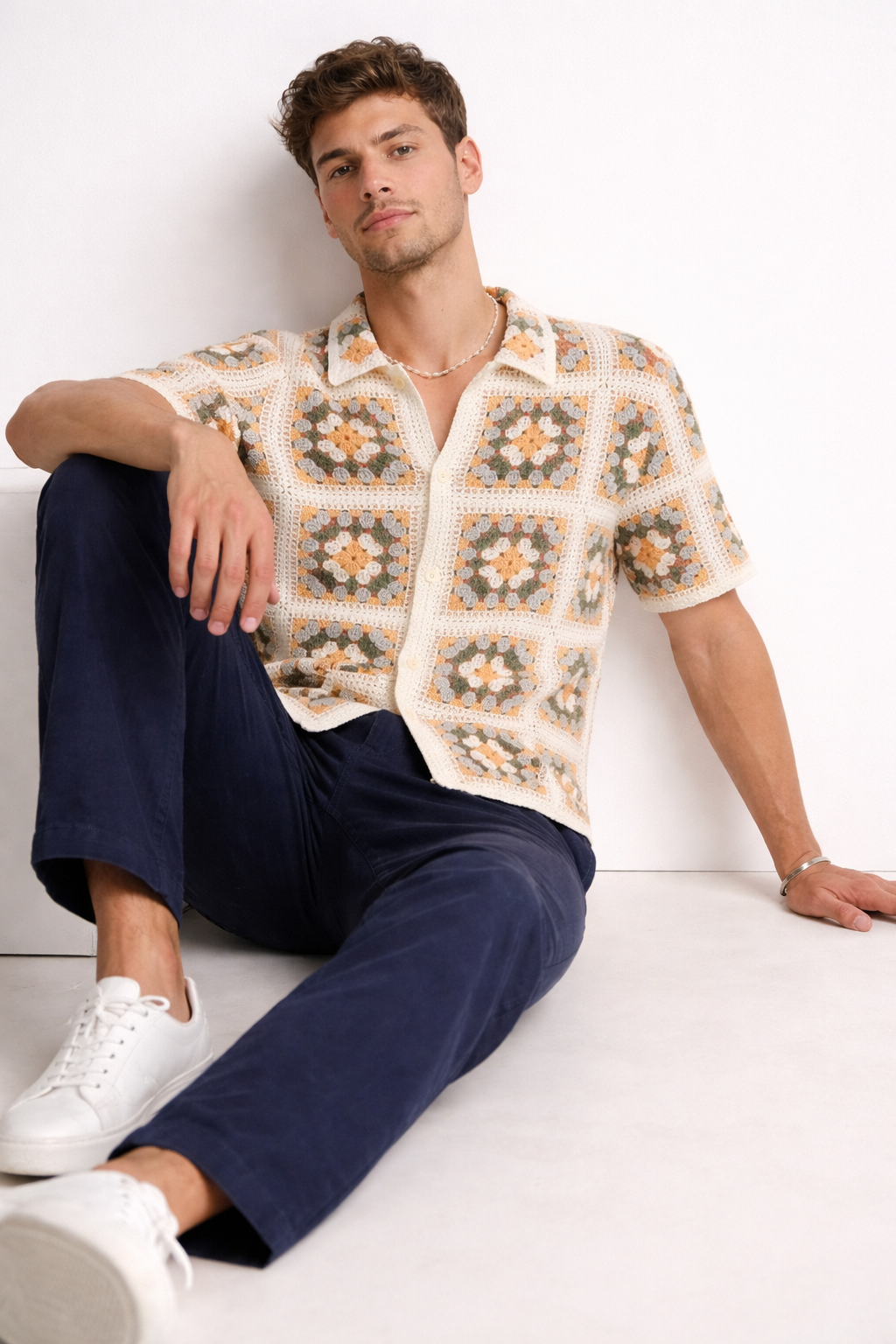Heritage Grid Crochet Button Shirt