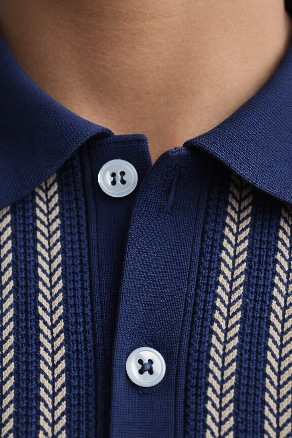 Chevron Jacquard Knit Polo Shirt