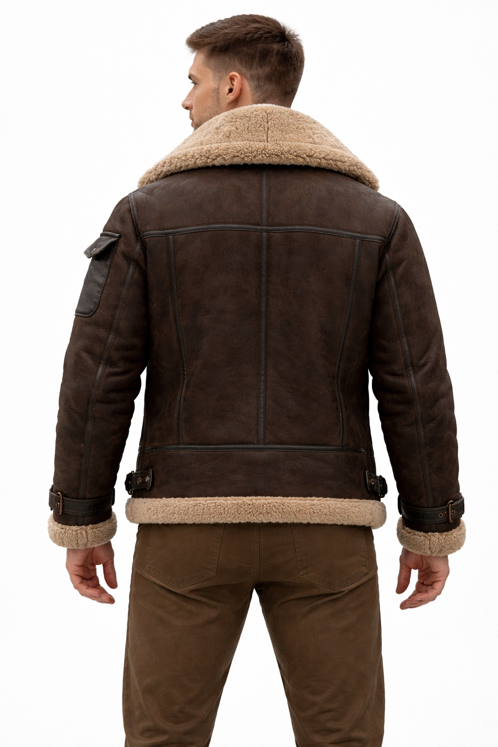 Men’s Aviator Style Jacket with Lined Collar for Cold Weather