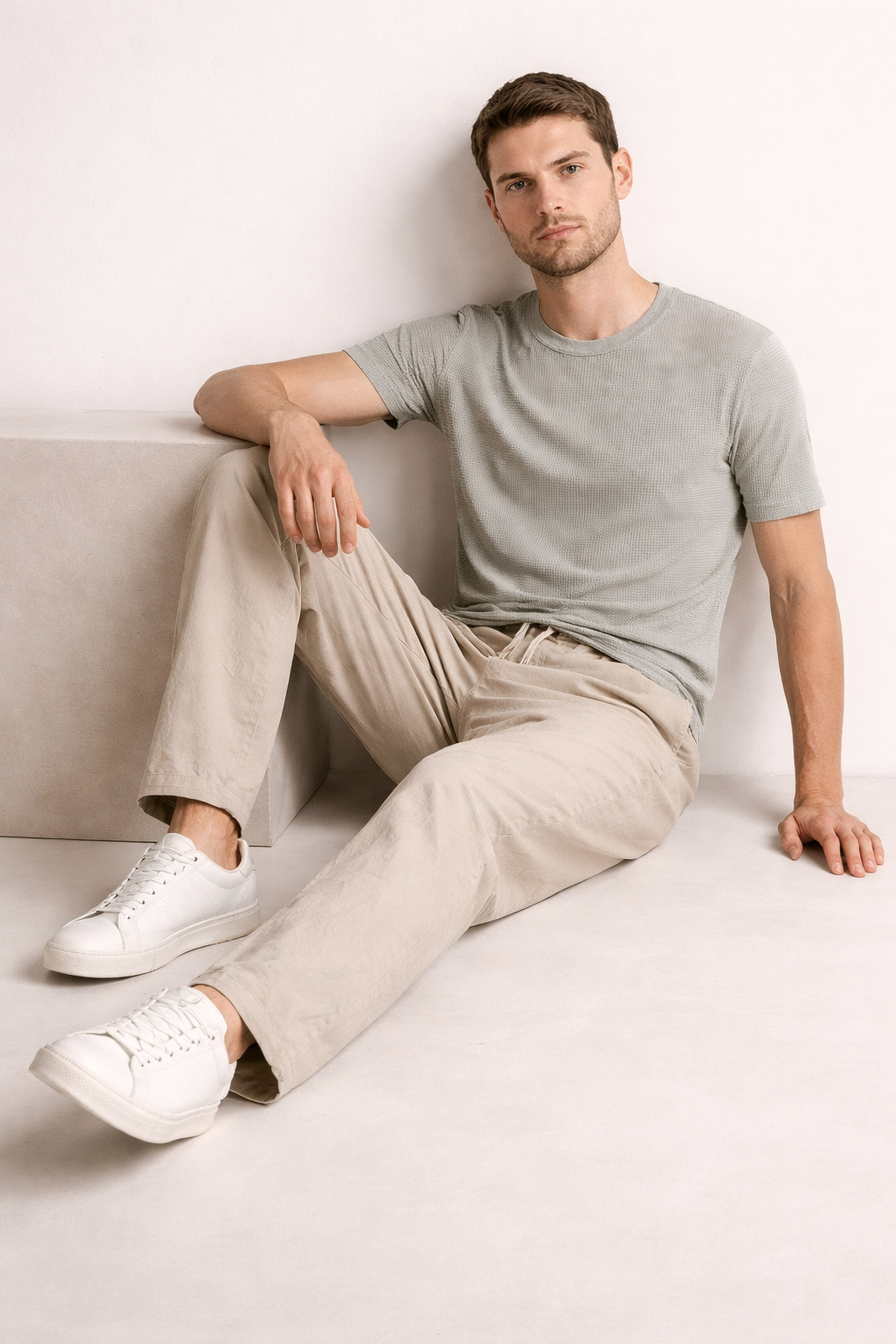 Men’s Home Lounge Pants with Drawstring Waist and Straight Leg