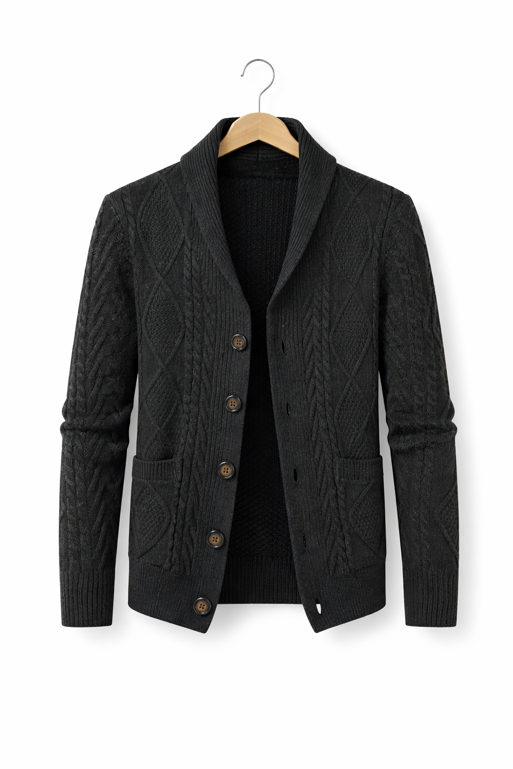 Cable Knit Button Front Cardigan Sweater