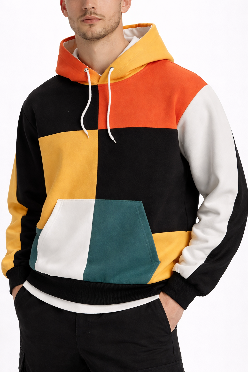 Men’s Patchwork Color Block Hoodie