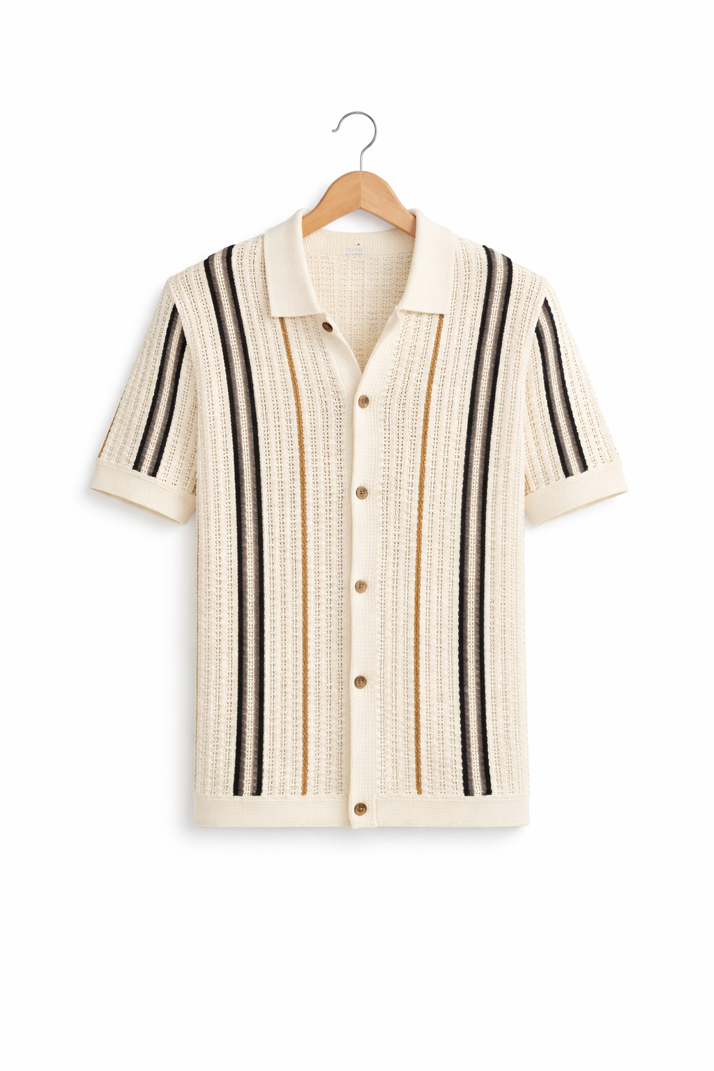 Driftline Striped Open-Knit Button Shirt