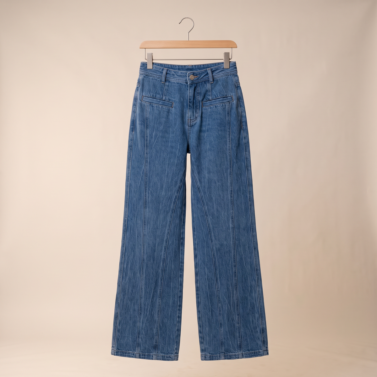 Zarela wijde jeans met paneelnaden