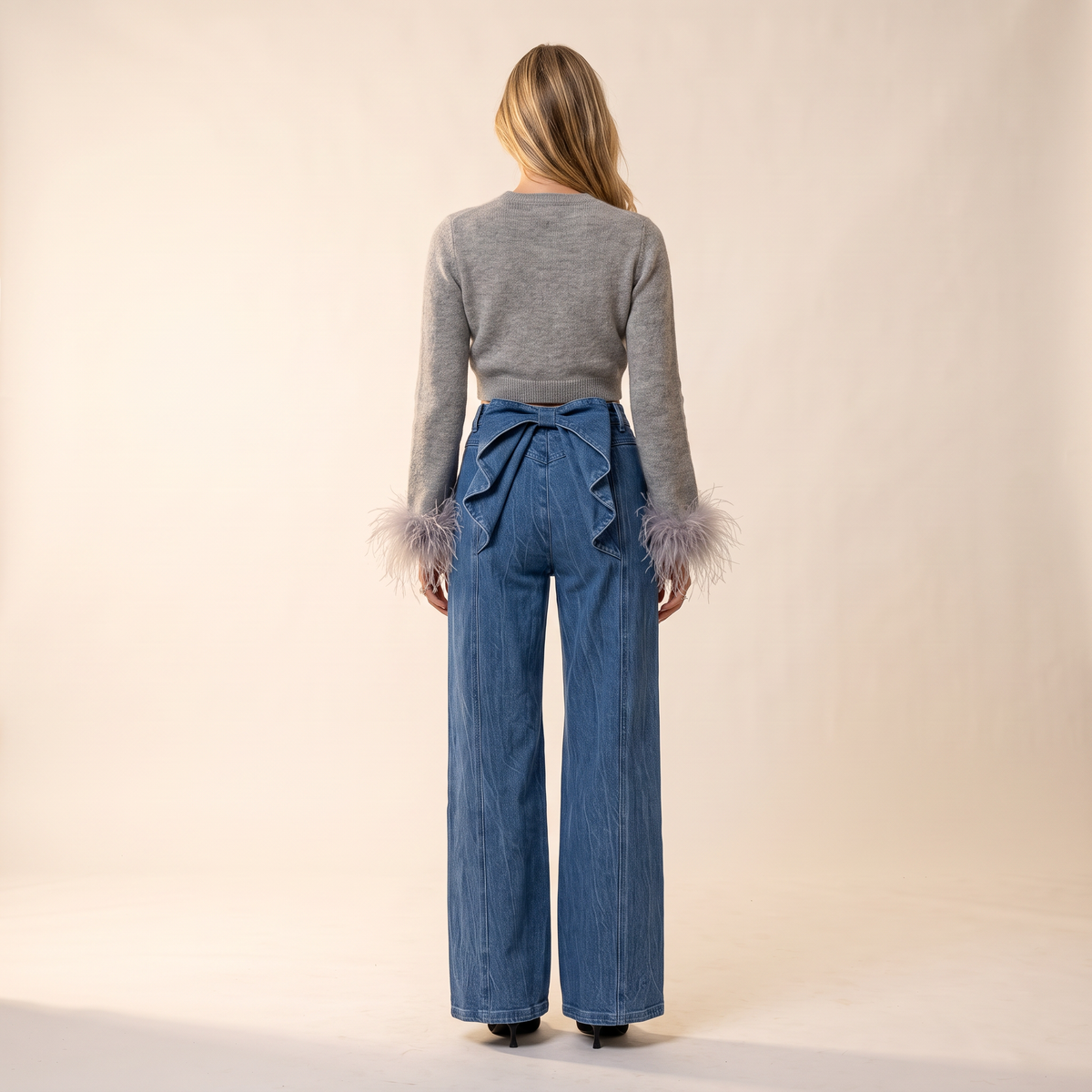 Zarela wijde jeans met paneelnaden