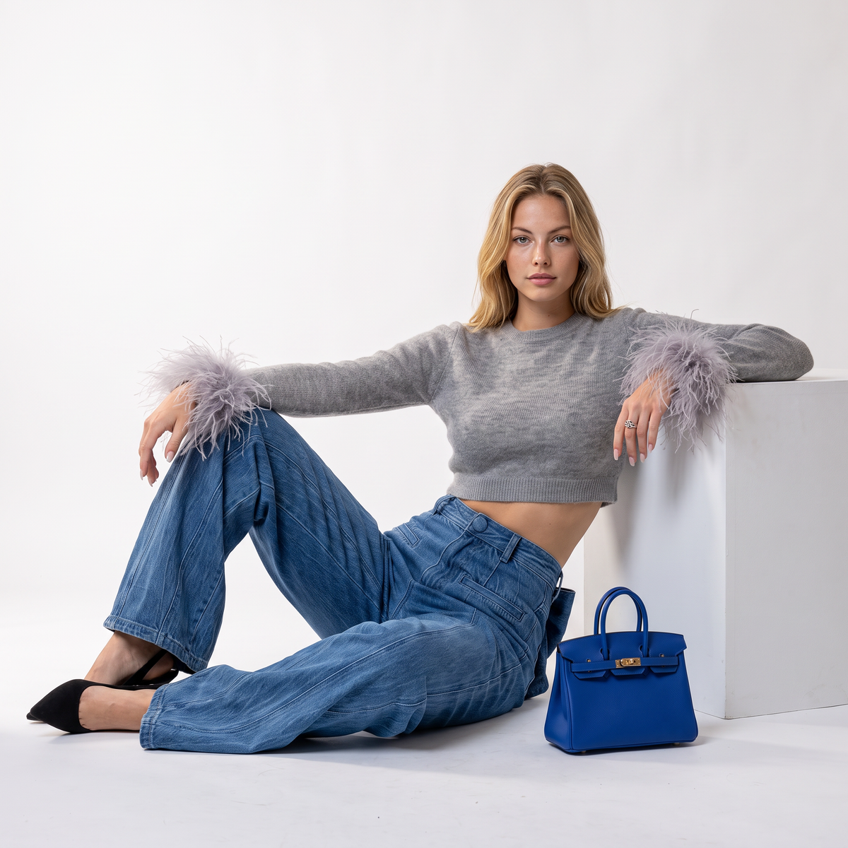 Zarela wijde jeans met paneelnaden