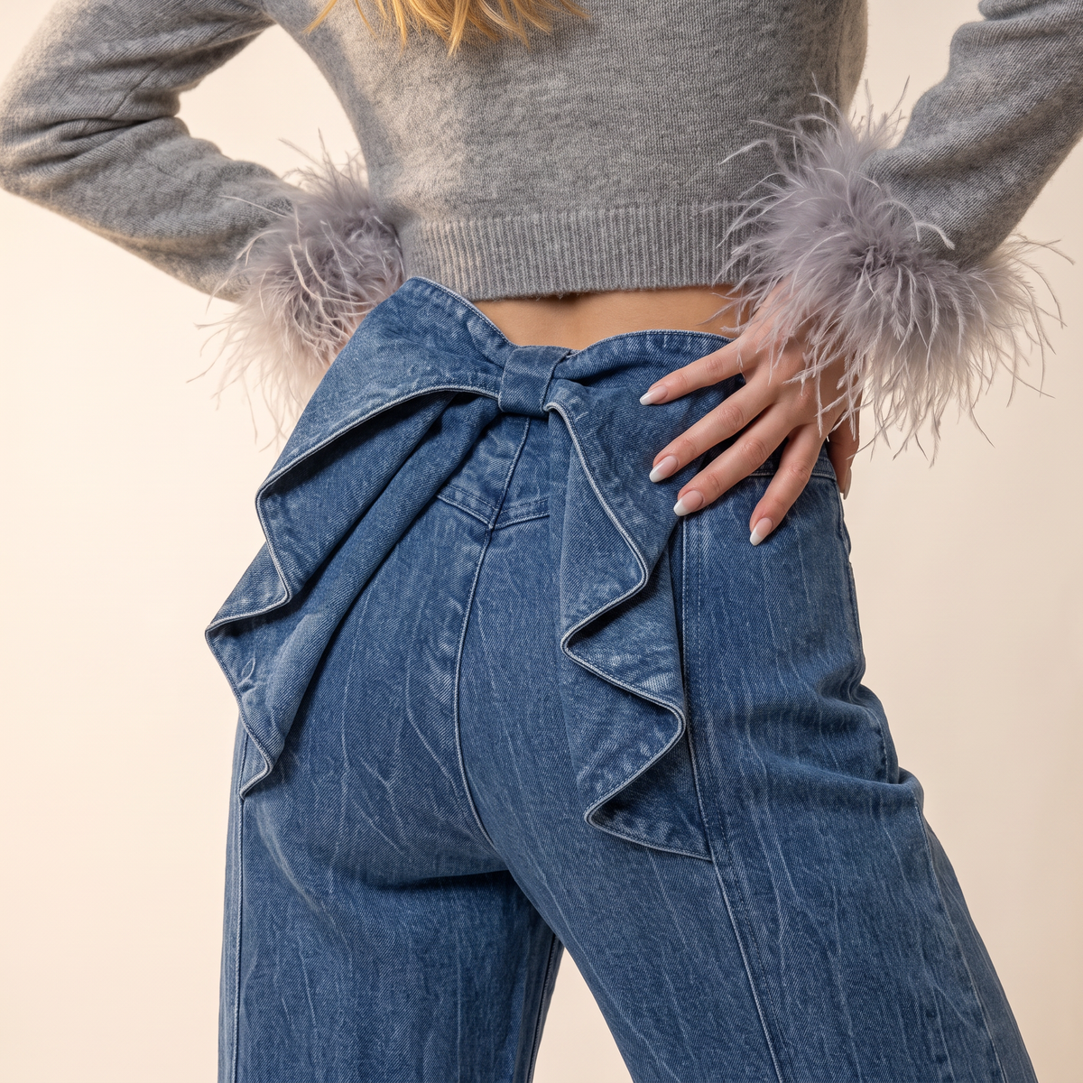 Zarela wijde jeans met paneelnaden