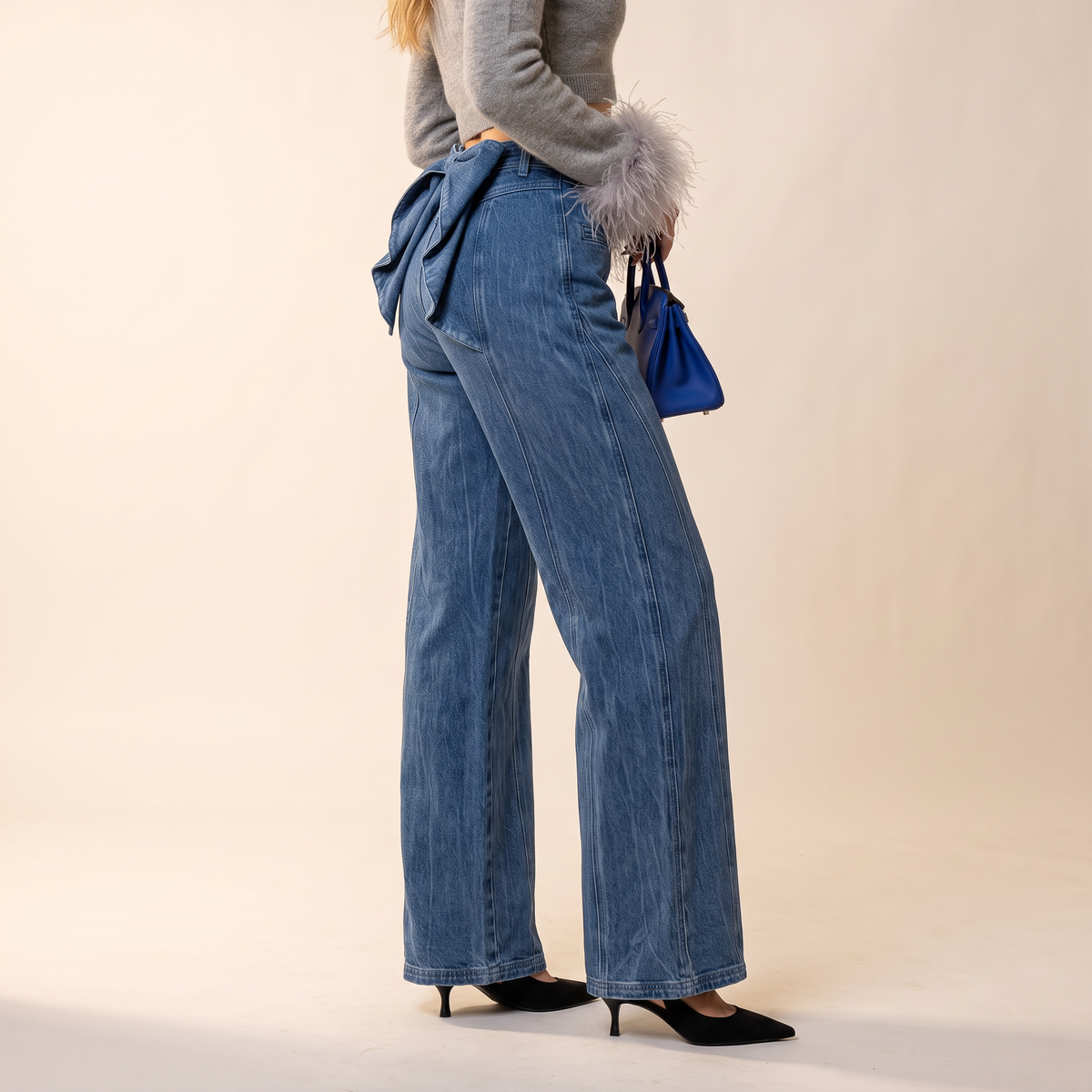 Zarela wijde jeans met paneelnaden
