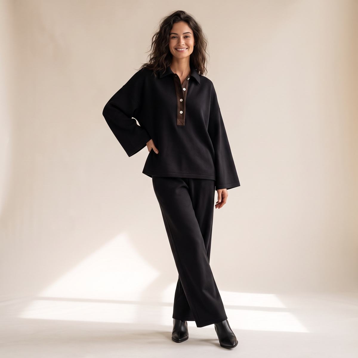 Zerina set met polotop en broek met wijde pijpen