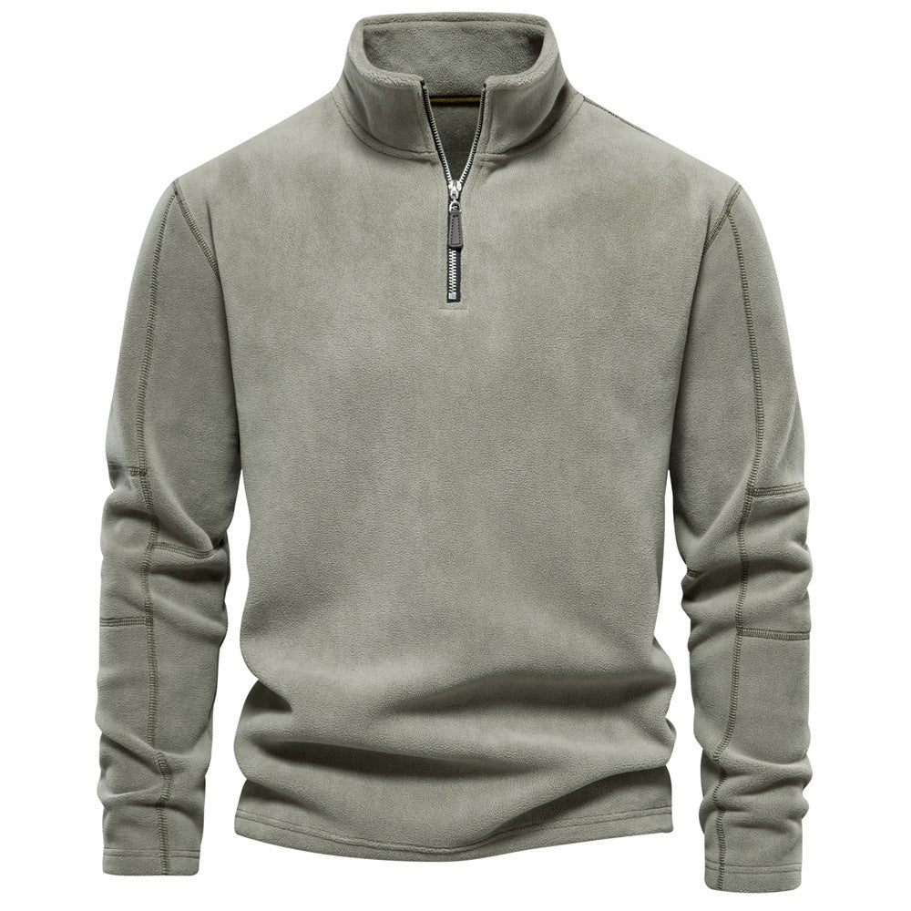 Men’s Long Sleeve Quarter Zip Fleece Top With Stand Collar