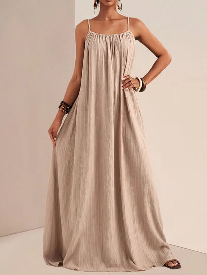 Maxi Dress with Gathered Neckline for Women