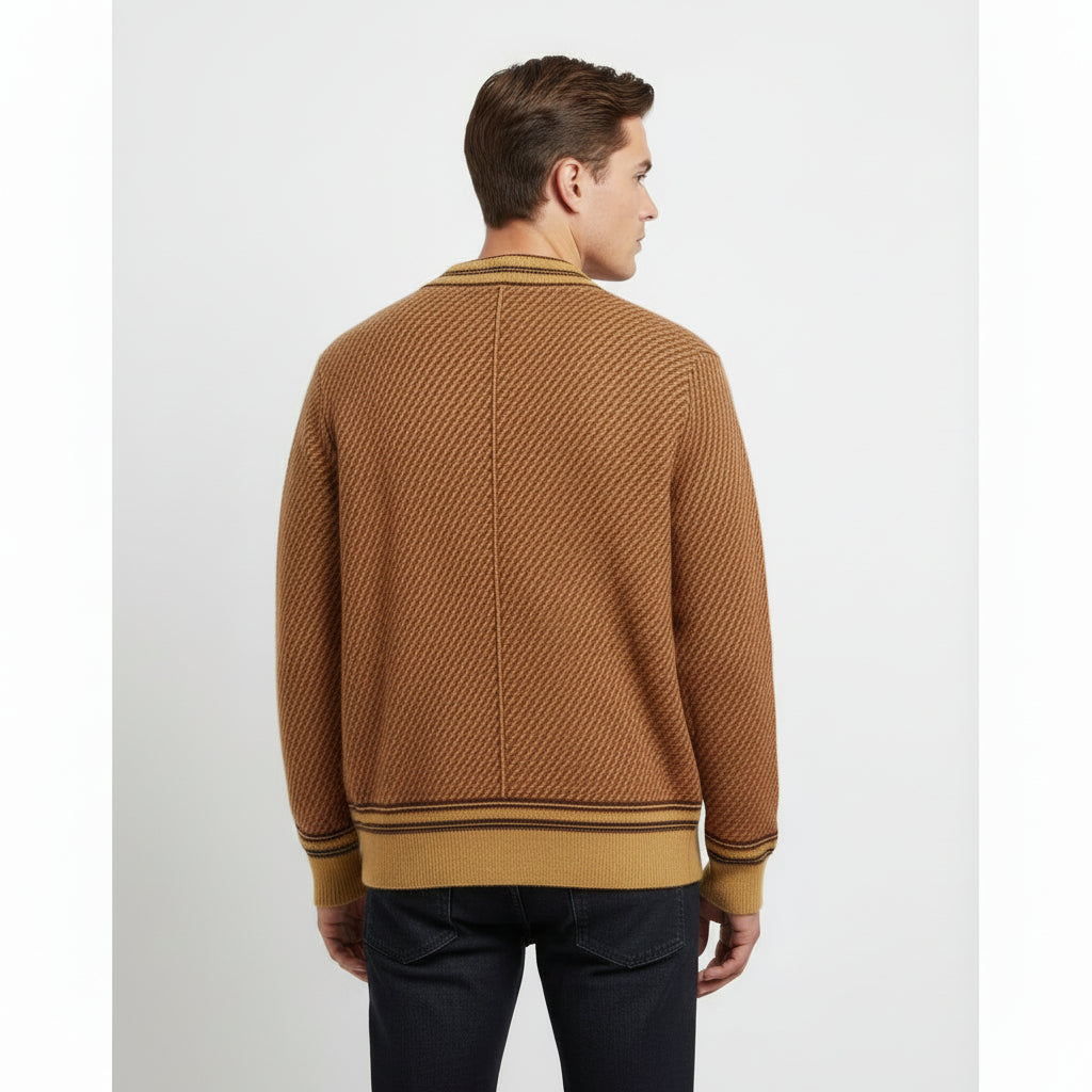 Retro Knit Chevron Cardigan – Button Front Sweater