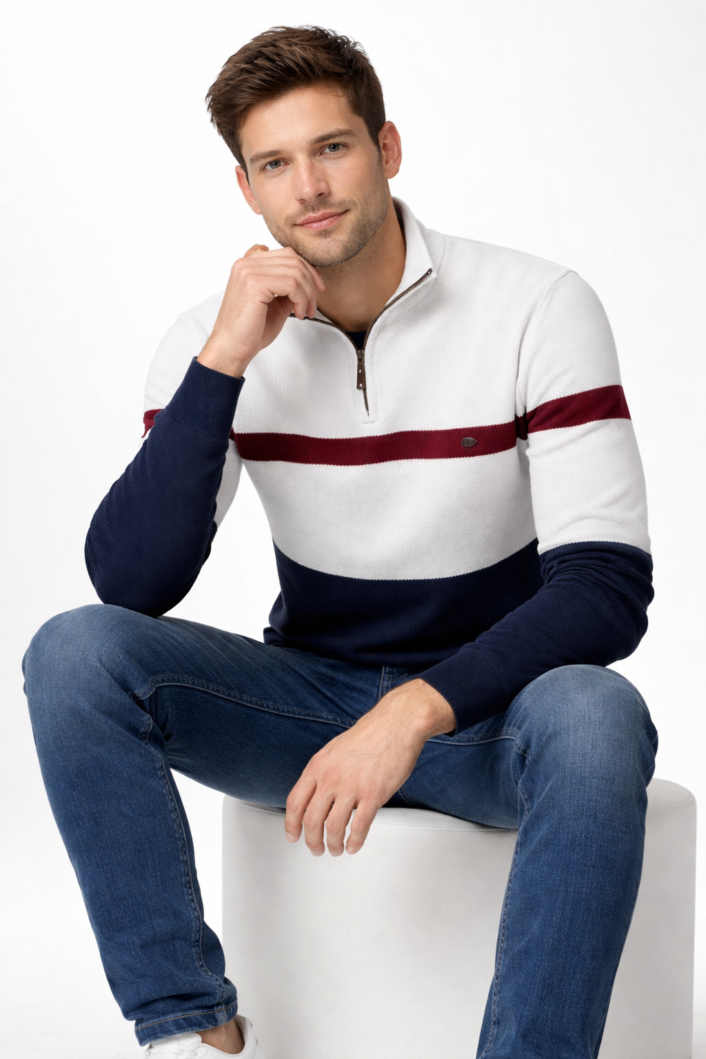 Men’s Colorblock Quarter Zip Knit Shirt