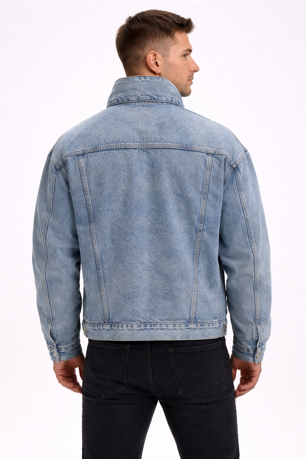 Washed And Worn Mixed Cotton Loose Thickened Denim Jacket