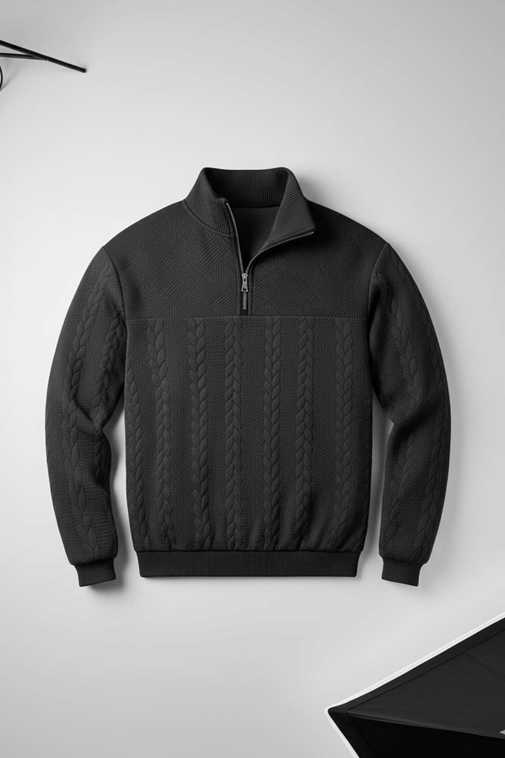 Half-Zip Turtle Neck Sweatshirt | Jacob – Ink Black