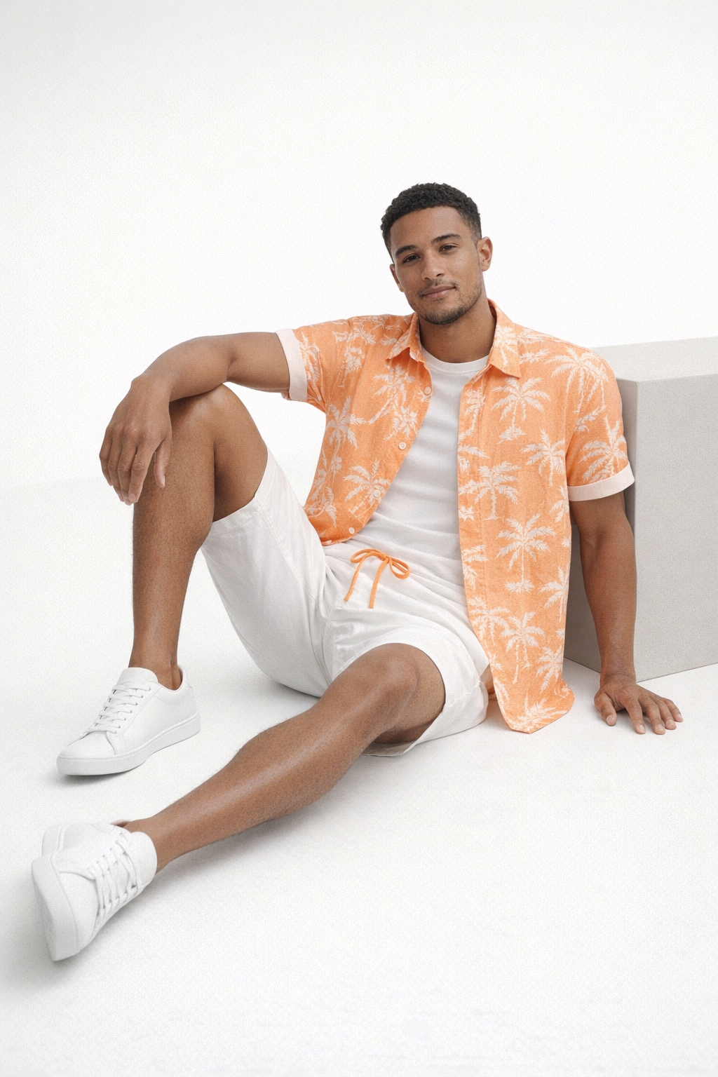 Tropical Print Shirt and Shorts Set