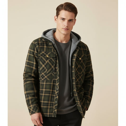 Hooded Plaid Field Jacket