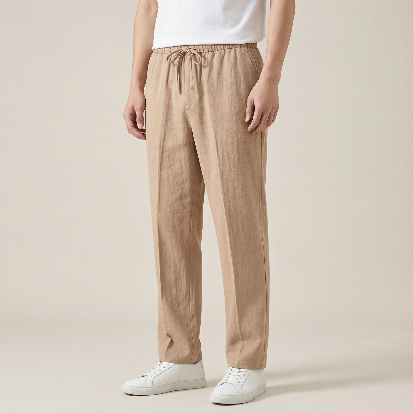 Men’s Khaki Straight Leg Drawstring Pants