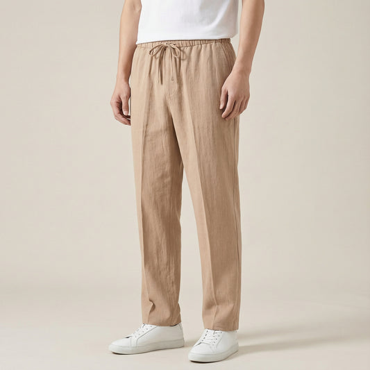 Men’s Khaki Straight Leg Drawstring Pants