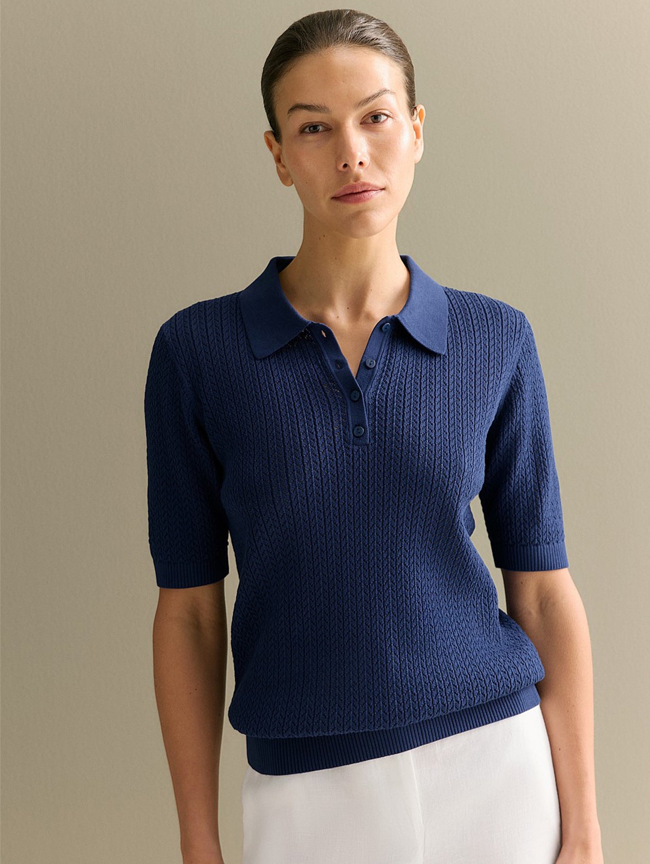 Versatile Short-sleeve Hollow-out Knit Women's Summer Casual