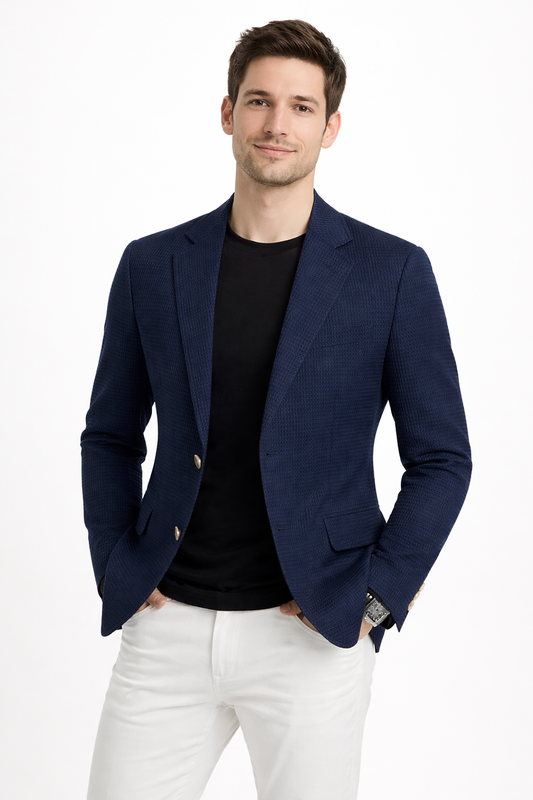 Men’s Textured Waffle Blazer Jacket