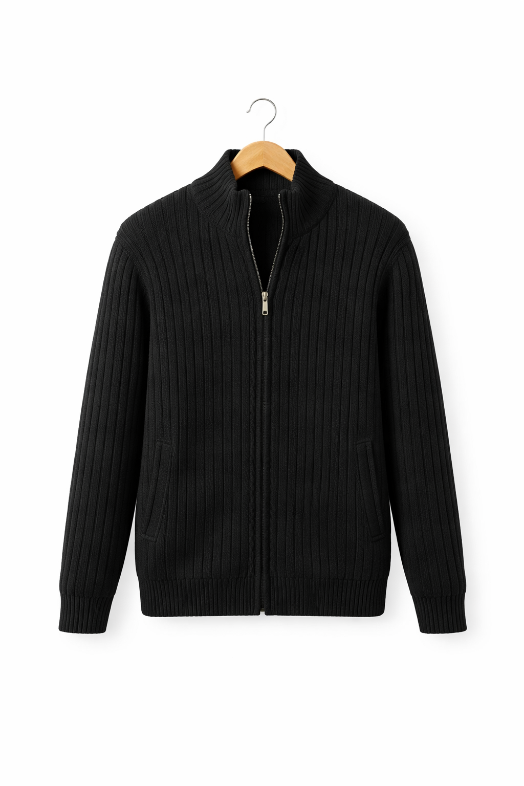 Men's Ribbed Zip Knit Cardigan